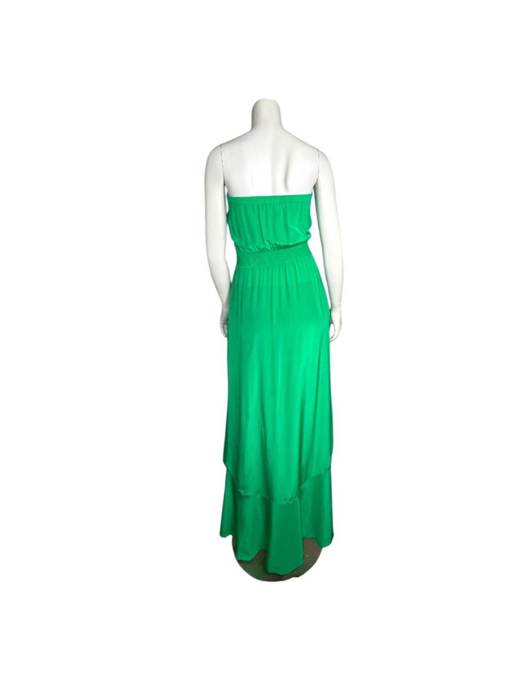 JAYGODFREY SILK Strapless Emerald Green High-Low Maxi Dress Sz 8 - Picture 3 of 6